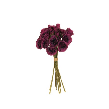 Lot de 12 - Bouquet artificiel de mini roses Anna X9, 30 cm - violet 