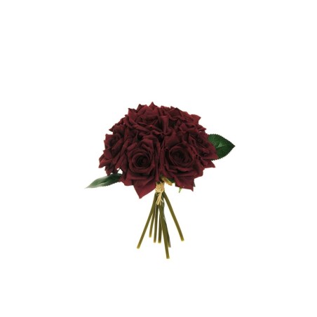 Lot de 12 - Bouquet artificiel de roses Diamond X7, 24 cm - violet foncé 
