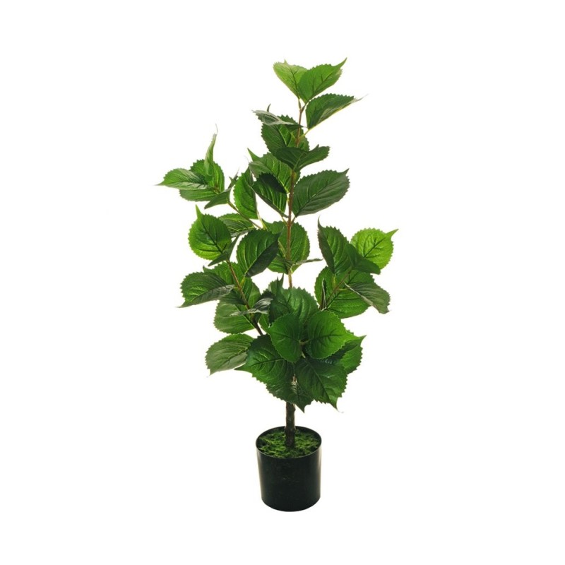 Lot de 4 - Plante artificielle d'hortensia impression 3D toucher réel en pot, 80 cm - vert 