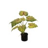 Lot de 4 - Plante artificielle de caladium impression 3D toucher réel en pot, 60 cm - vert rouge 