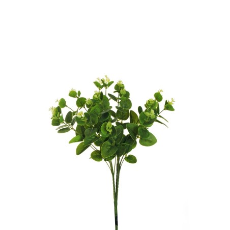 Lot de 12 - Buisson artificiel d'eucalyptus impression 3D toucher réel X4, 48 cm - vert 