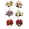 Lot de 36 - Buisson artificiel de pivoines duchesse X5, 25 cm - fuchsia rose lilas blanc crème rouge 