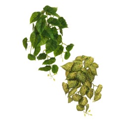Lot de 12 - Buisson suspendu artificiel de syngonium impression 3D toucher réel X29, 46 cm - vert vert crème 