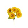 Lot de 12 - Buisson artificiel de tournesols toucher réel X5, 45 cm - jaune 