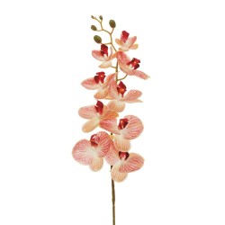 Lot de 12 - Tige artificielle de phalenopsis Aphrodite impression 3D toucher réel X9, 96 cm - fuchsia jaune clair 