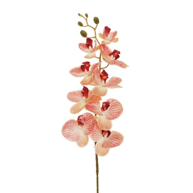 Lot de 12 - Tige artificielle de phalenopsis Aphrodite impression 3D toucher réel X9, 96 cm - fuchsia jaune clair 