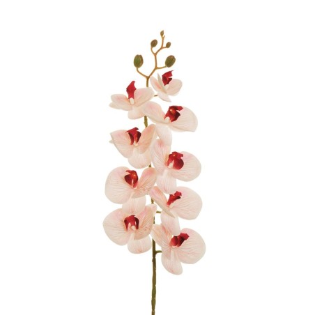 Lot de 12 - Tige artificielle de phalenopsis Aphrodite impression 3D toucher réel X9, 96 cm - crème rose clair 