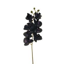 Lot de 24 - Tige artificielle de phalenopsis Aphrodite impression 3D toucher réel X8, 78 cm - violet foncé 