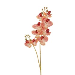 Lot de 24 - Tige artificielle de phalenopsis Aphrodite impression 3D toucher réel X2, 88 cm - fuchsia jaune clair 