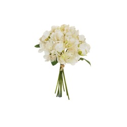 Lot de 12 - Bouquet artificiel boutons de rose et hortensias aspect séché X9, 30 cm - crème 