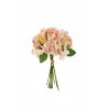 Lot de 12 - Bouquet artificiel boutons de rose et hortensias aspect séché X9, 30 cm - rose 