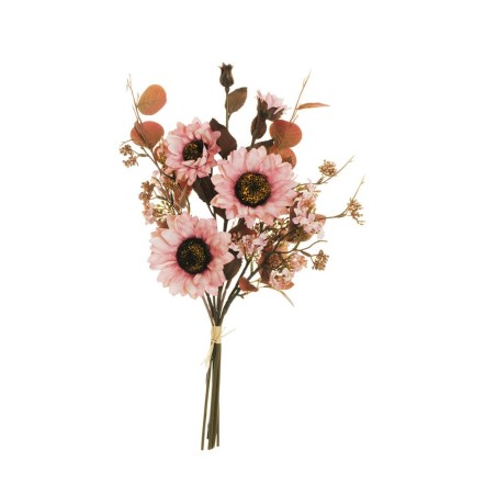 Lot de 12 - Bouquet artificiel tournesol, viburnum et eucalyptus X6, 56 cm - rose 