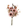 Lot de 12 - Bouquet artificiel tournesol, viburnum et eucalyptus X6, 56 cm - rose 