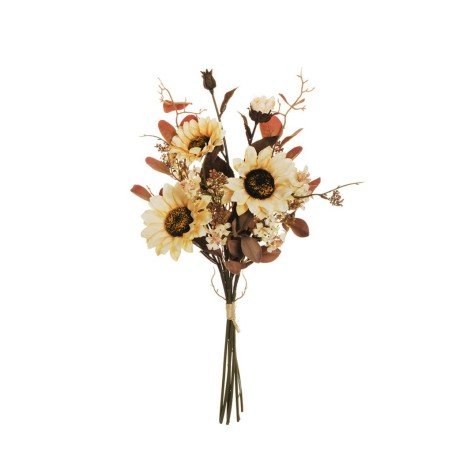 Lot de 12 - Bouquet artificiel tournesol, viburnum et eucalyptus X6, 56 cm - crème d'automne 