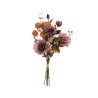 Lot de 12 - Bouquet artificiel tournesol, viburnum et eucalyptus X6, 56 cm - violet d'automne 