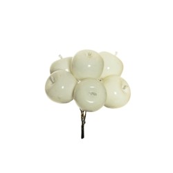 Lot de 12 - Bouquet pic artificiel de pommes géantes X6, 16 cm - blanc 