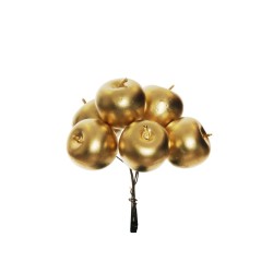 Lot de 12 - Bouquet pic artificiel de pommes géantes X6, 16 cm - or 