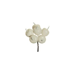 Lot de 48 - Bouquet pic artificiel de pommes moyennes X6, 13 cm - blanc 