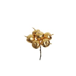Lot de 48 - Bouquet pic artificiel de pommes moyennes X6, 13 cm - or 