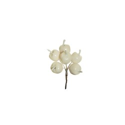 Lot de 48 - Bouquet pic artificiel de petites pommes X6, 12 cm - blanc 