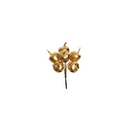 Lot de 48 - Bouquet pic artificiel de petites pommes X6, 12 cm - or 