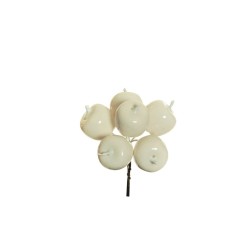 Lot de 24 - Bouquet pic artificiel de grosses pommes X6, 14 cm - blanc 