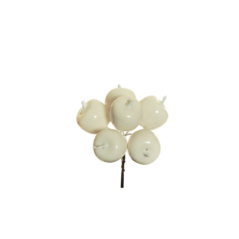 Lot de 24 - Bouquet pic artificiel de grosses pommes X6, 14 cm - blanc 