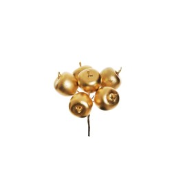 Lot de 24 - Bouquet pic artificiel de grosses pommes X6, 14 cm - or 