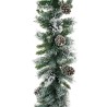 Lot de 6 - Guirlande artificielle de pin enneigé avec pommes de pin, 270 cm - blanc vert 