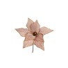 Lot de 24 - Pic artificiel double poinsettia velours à bords or, 30 cm - rose clair 