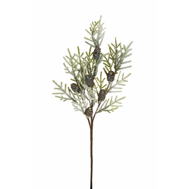 Lot de 24 - Tige artificielle de larix avec pommes de pin enneigées, 75 cm - blanc vert marron 