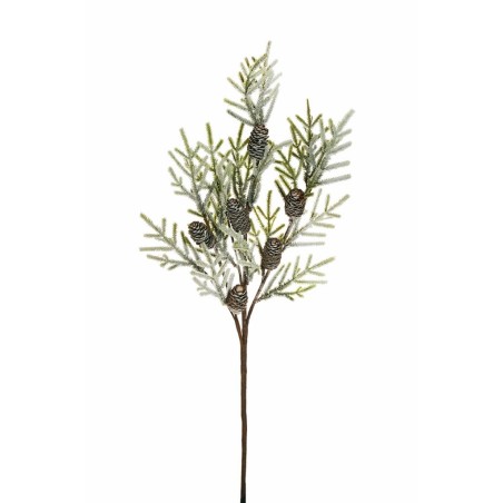 Lot de 24 - Tige artificielle de larix avec pommes de pin enneigées, 75 cm - blanc vert marron 