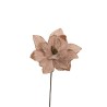 Lot de 24 - Pic artificiel fleur de potiron velours strass, 39 cm - rose clair 