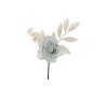 Lot de 48 - Pic artificiel double rose velours pailleteux, 24 cm - blanc 
