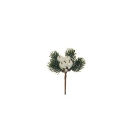 Lot de 96 - Pic artificiel mini pommes et pin givré pailleteux, 12,5 cm - blanc 
