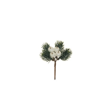 Lot de 96 - Pic artificiel mini pommes et pin givré pailleteux, 12,5 cm - blanc 