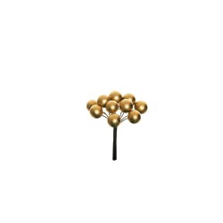 Lot de 72 - Bouquet pic artificiel de baies X10, 8 cm - or 