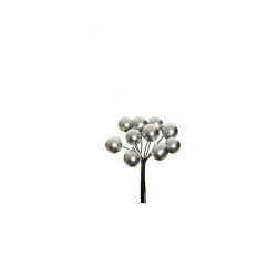 Lot de 72 - Bouquet pic artificiel de baies X10, 8 cm - argent 