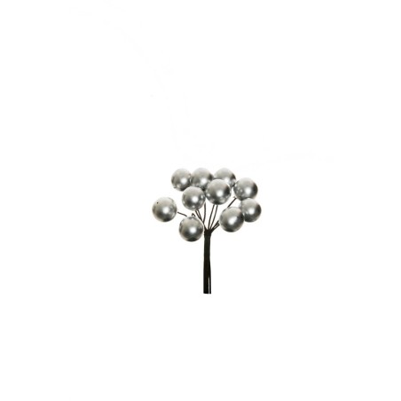 Lot de 72 - Bouquet pic artificiel de baies X10, 8 cm - argent 