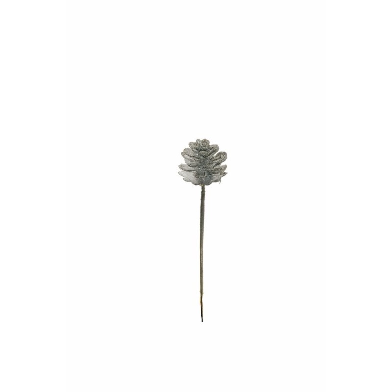 Lot de 144 - Pic artificiel de pomme de pin pailleteux, 13,5 cm - argent 