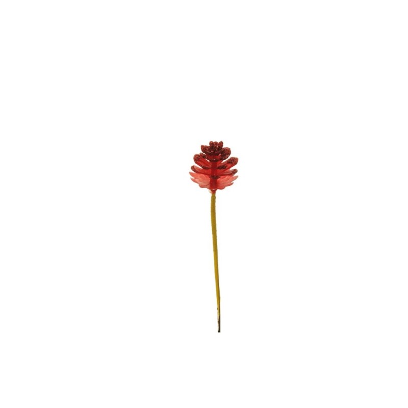 Lot de 144 - Pic artificiel de pomme de pin pailleteux, 13,5 cm - rouge 