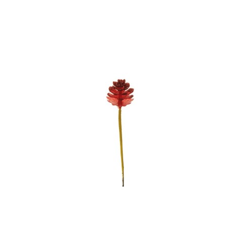 Lot de 144 - Pic artificiel de pomme de pin pailleteux, 13,5 cm - rouge 