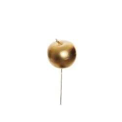 Lot de 40 - Pic artificiel pomme, 17 cm - or 
