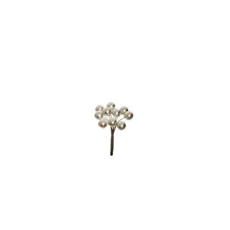 Lot de 144 - Bouquet pic artificiel de baies X10, 7 cm - argent 