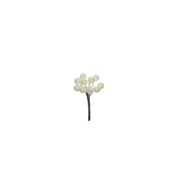 Lot de 144 - Bouquet pic artificiel de baies X10, 7 cm - blanc nacré 