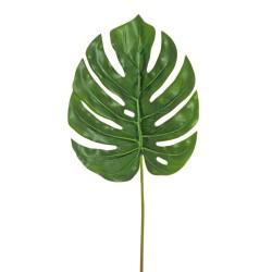 Lot de 48 - Feuille artificielle de philodendron monstera impression 3D toucher réel, 76,5 cm - vert foncé 