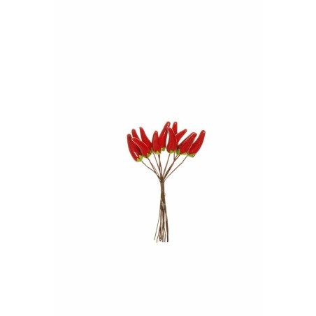 Lot de 120 - Bouquet artificiel de petits piments X12, 12 cm - rouge 