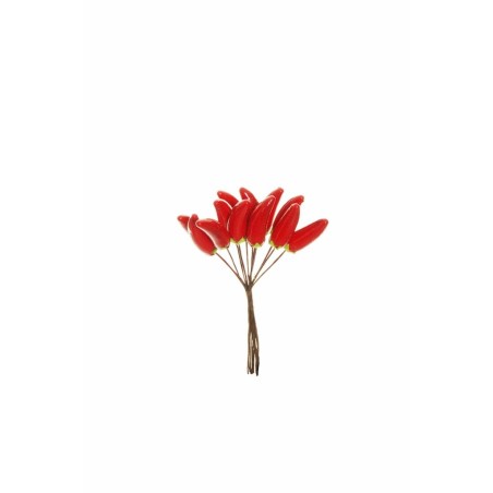 Lot de 120 - Bouquet artificiel de gros piments X12, 12 cm - rouge 