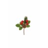 Lot de 96 - Pic artificiel pin, baies, pomme de pin et feuilles, 15 cm - rouge vert marron 