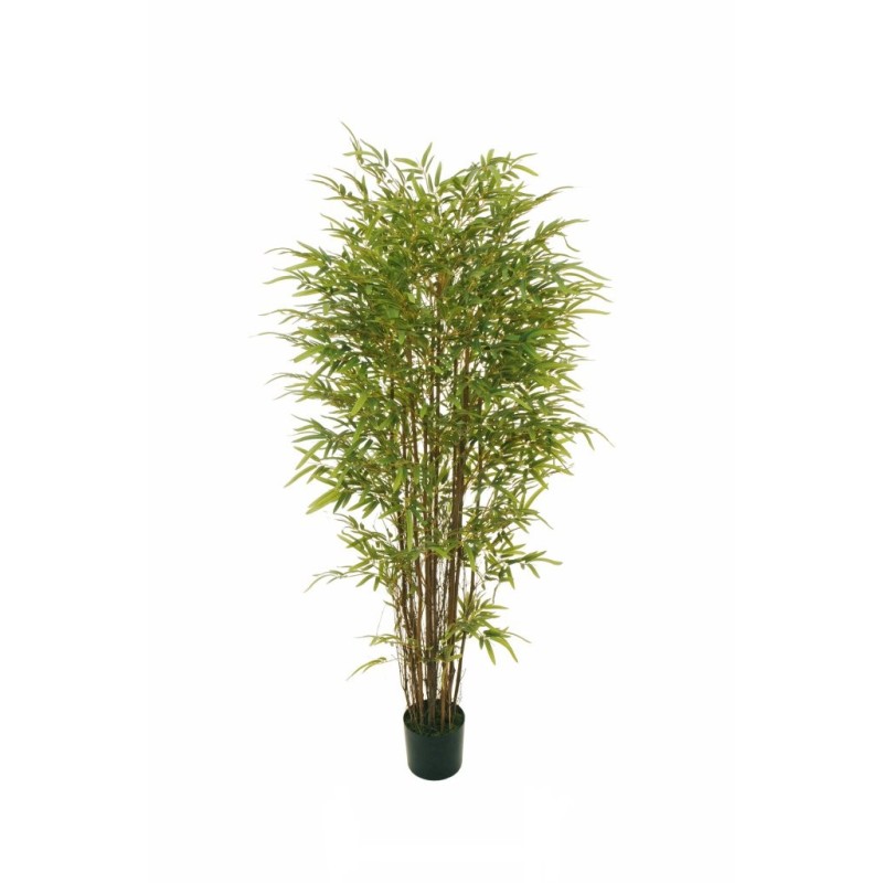Lot de 2 - Bambou oriental artificiel toucher réel en pot, 180 cm - vert 